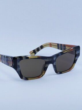 Burberry BE4441U 414673 Sunglasses Sand Rectangle Frame, Brown Lenses